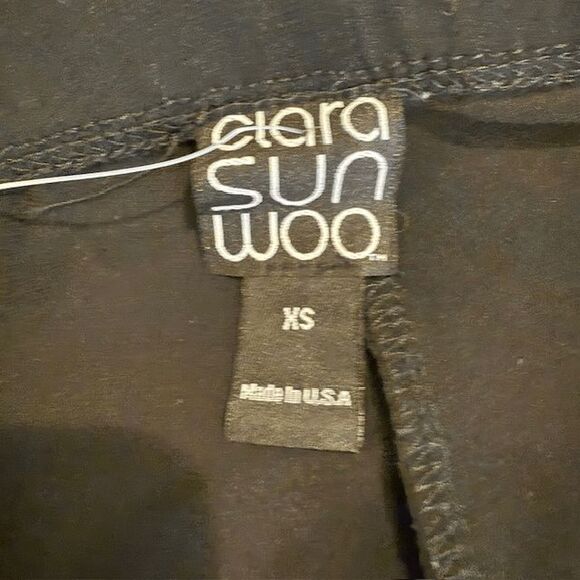 Clara Sun Woo Black Pull On Poly Rayon Spandex Dress Pants Notched Hem Size XS - Picture 5 of 10